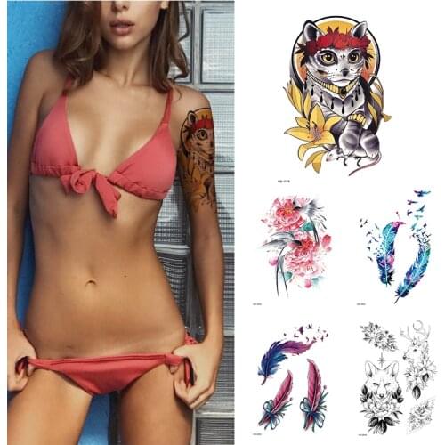 TOP CAT TEMPORARY TATTOO, BODY ART, FEATHER,BLACK, MENS, WOMENS, WATERPROOF, TRANSFER
