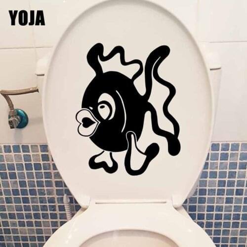 YOJA 18.6X24.3CM Quote Art Cartoon Fish Wall Sticker Bedroom Home Decor Toilet Seat Decal T5-0400