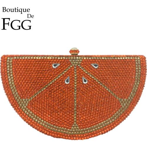 Boutique De FGG Fashion Fruit Watermelon Clutch Bag Crystal Clutches Women Evening Handbags Diamond Bridal Wedding Party Purse