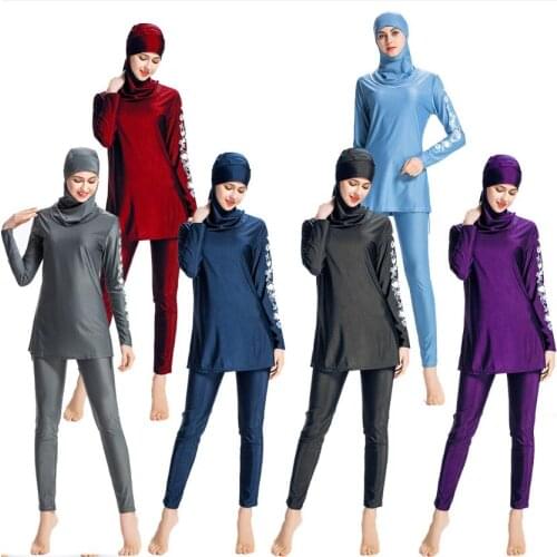 Ladies Swimsuit Plus Size Burkini S-6XL Large Size Swimwear Women Islamick Hijab Muslim Sportswear Three Piece Swim Wear Woman