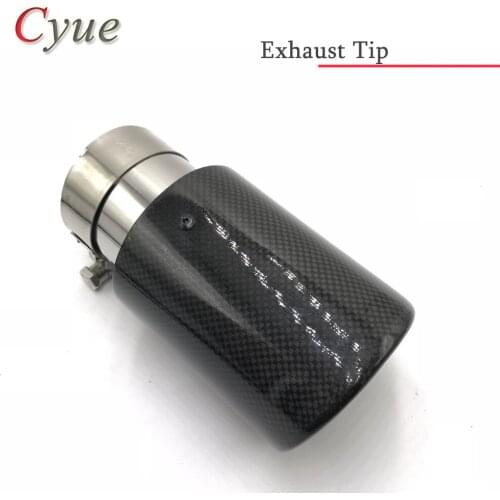 1 Piece Glossy Carbon Fiber + 304 Stainless Steel Universal Exhaust Pipe Tip Car Exhaust Muffler Tip For Any Car