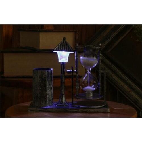 1PC Sand Glass Road Street Light Model Decor Miniature Plastic Night Light Craft Pen Holder Home Decor Study Kids KN 054
