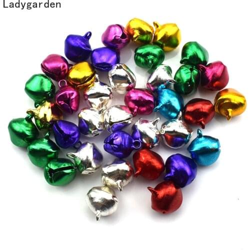 200PCS Christmas Small Colored Gold Aluminum/iron Bells DIY Handmade Bracelet Weaving Holiday Ornaments Accessories Decoration