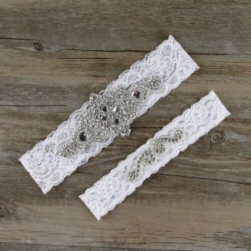 2017 Bride Must Have 2pcs/Set Acrylic Beaded Wedding Garters Set Keepsake Toss High Quality Lace Garter Personalize Bridal Gift