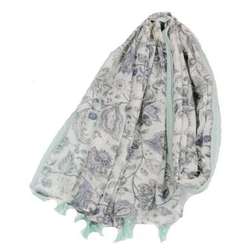 2021 Fashion Newest Floral Printed Cotton Viscose Printed Tassel Scarf Shawls Wraps Hijabs 10pcs/lot