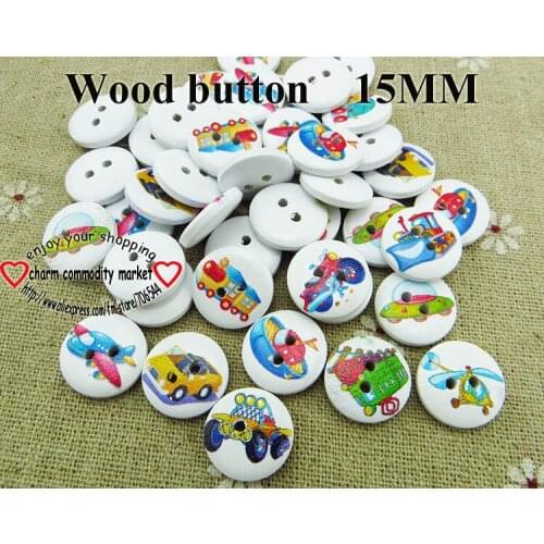 50PCS vehicle button garment painting wooden car buttons decoration 15MM sewing clothes boots coat accessory MCB-971
