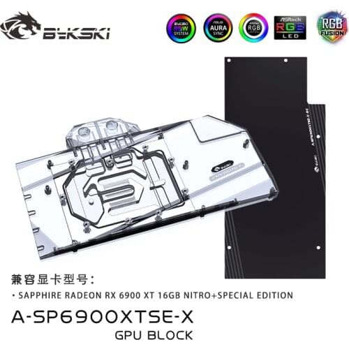 Bykski GPU Water Block for SAPPHIRE RADEON RX 6900 XT 16GB NITRO+SPECIAL EDITION Graphics Card cooled/Radiator,A-SP6900XTSE-X