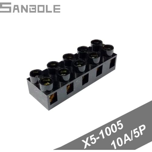 Black Connector X5-1005(JX5-1005) 10A/5P 600V Fixed Type Base Connection Terminal Block with screws Seat (10PCS)