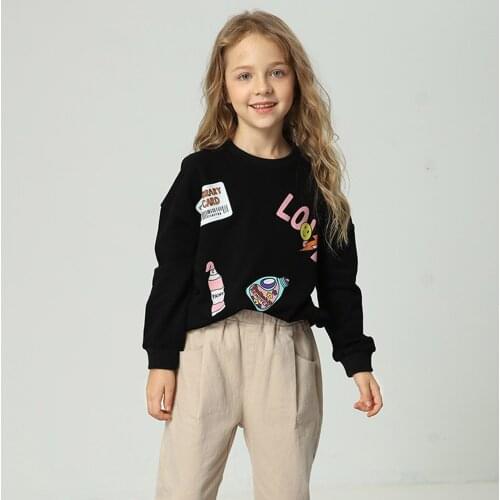 Childrens Clothing Sports Suit Children Clothes For Girls Pullovers Printed Jacket Cartoon Western-Style Hoodie For 10 years