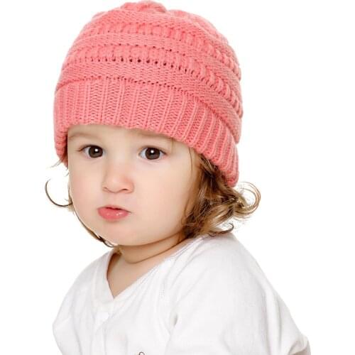 0-2 years old 16 color childrens winter soild hat new baby hat knitted woolen hat keep warm small round hat