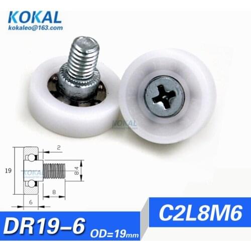 [DR19C2]Free Shipping 10pcs vending sorting machine M6 screw Sliding roller Whhel Outer diameter 19mm ball bearing DR19