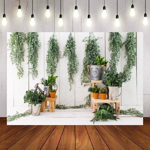 Mehofond Photography Background White Wood Floor Green Plant Baby Shower Photophone Backdrop Decor Photo Studio