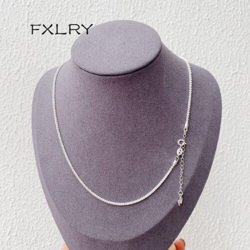 FXLRY NEW White /Gold color 2MM Starry Sparking Chain Choker necklace Jewelry 40CM+5CM Charms For Girl To Gift Jewelry