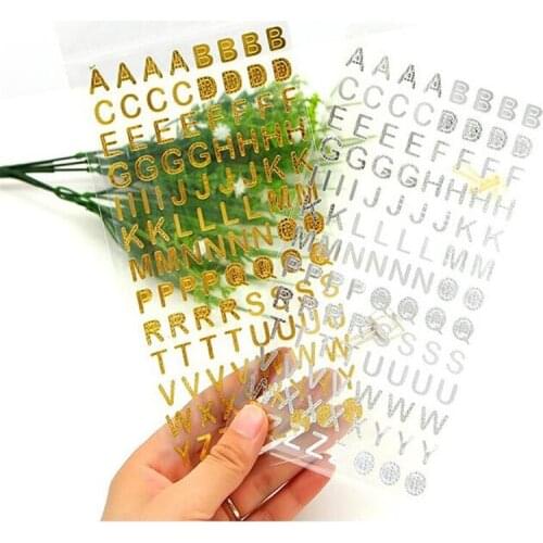 2PCS Hot Stamping Silver Numbers Stickers Letters Sticker Handmade Decor Birthday Party Label Sticker DIY Bookmark Stationery