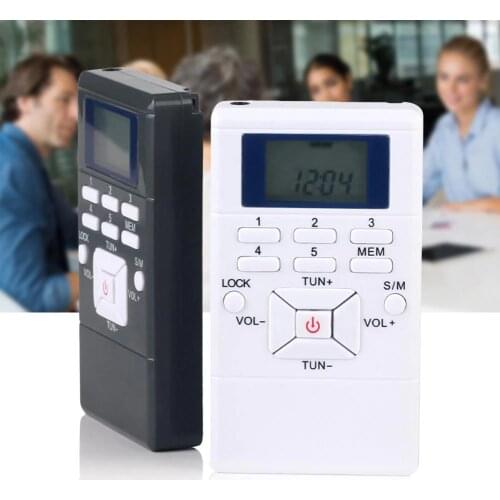 HRD-102 Portable Mini Pocket Digital 2CH Single Band FM Radio Receiver with Earphone Dual Channel Digital Display FM Radio