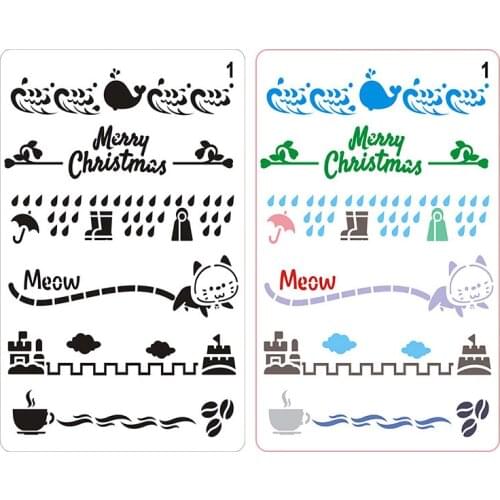 2pc Painting Template Decoration Stencil DIY Scrapbooking Photo Album Embossing Bullet Journal Stencils Material Border