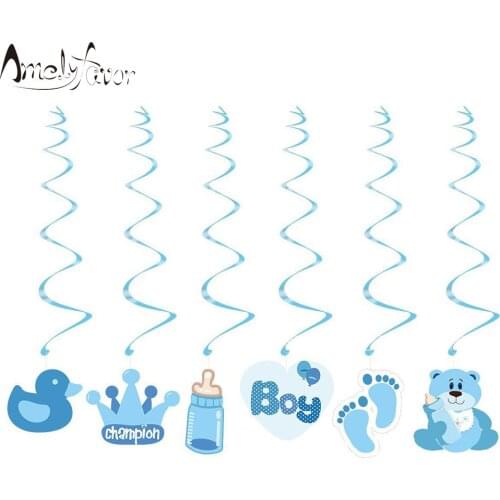 Boy Baby Shower Theme Ceiling Hanging Swirl Decoration Little Bear Baby Shower Grand Event Birthday Party Decorations Supplies