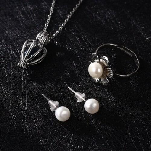 Fashion Wish Pearl Pendant Necklace Natural Oyster Gift Box Love Heart Cage Holder Chokers Necklace For Women Jewelry Gift