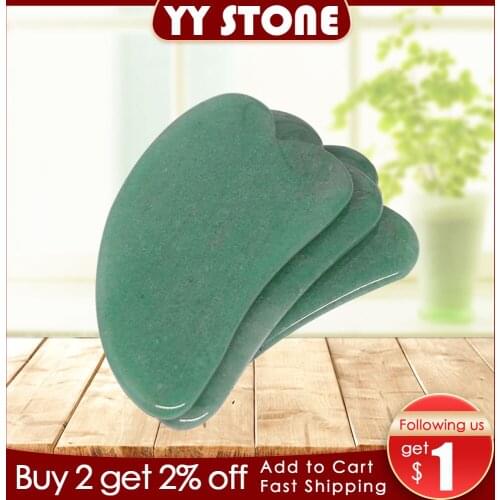 Tontin Natural Aventurine Aventur Jade Guasha Board Gree Stone Scraping GuaSha Tools V line Face Beauty Kit Healthcare