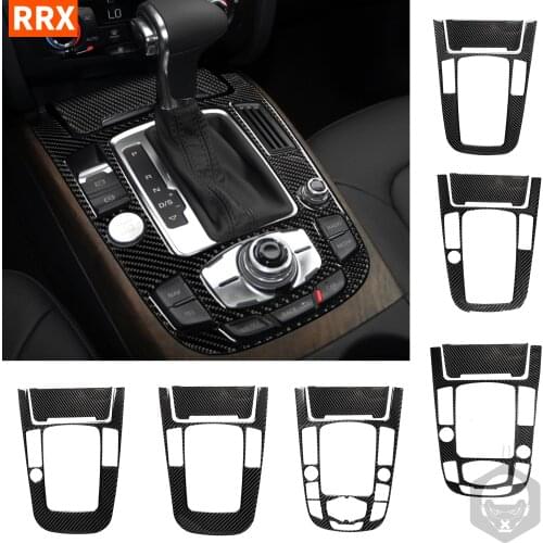 For Audi A4L A5 Q5 2009-2016 B8 Real Carbon Fiber Sticker Center Control Gear Box Shift Panel Surround Interiors Car Accessories