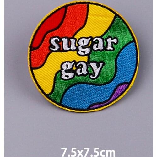 Gay Love Pride Appliques Patches For Clothing Thermoadhesive Patches Round Cartoon Letter Iron On Embroidered Patch For Clothes