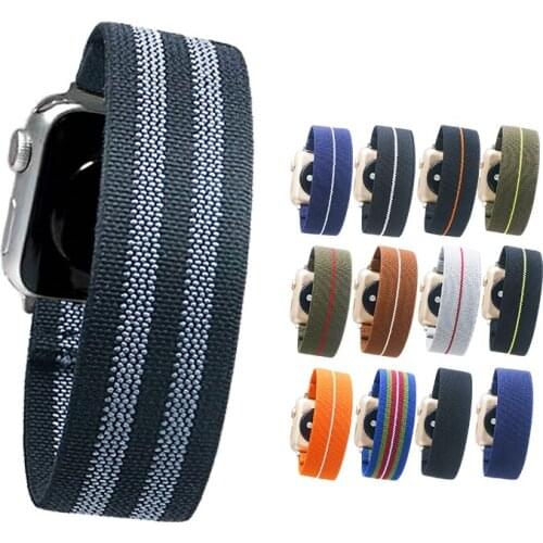 Nylon Braided Loop For Apple Watch Band 38 40 42MM Sport Bracelet Watch Belt Striped Color For Iwatch Strap Designer Strap