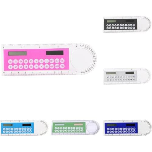 Brand New and High Quality Colorful Student Ruler Mini Portable Solar Energy Calculator Office Stationery