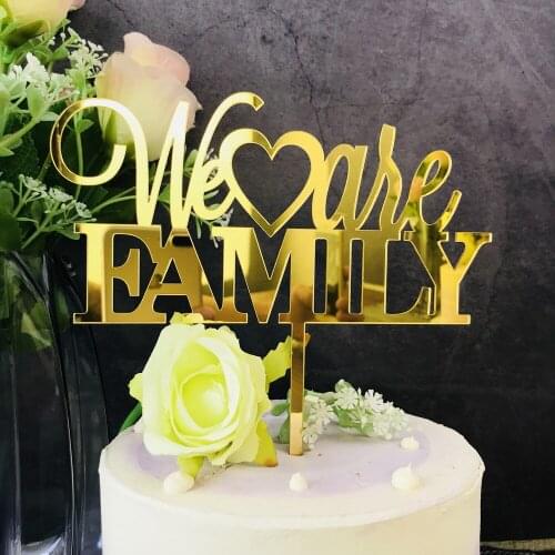 Personalized Wedding We are family Cake Topper,Custom name love heart flag Cake Topper,Happy birthday Topper Decor Supplies