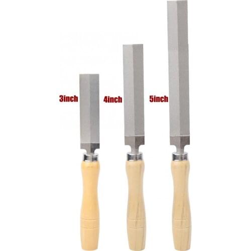 3/4/5 Inches Diamond Rhombic File Wooden Handle Metal for Diamond Wood Carving Metal Glass Grinding Woodworking Garden Tool