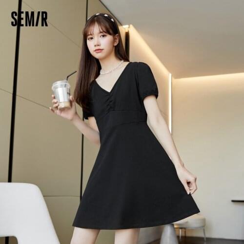 SEMIR Dress Women Fashion V Neck Summer 2021 New Style Casual Lazy Stretch Sweet Beauty Knit Dresses For Woman