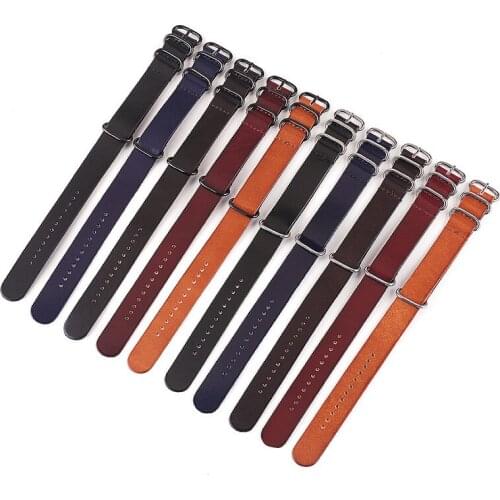 Nylon NATO Watchband Heavy Duty Genuine Leather Strap 14 16 18 20 22 24mm Striped Fashion Replacement Watch Band Top Quality