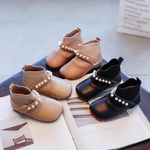 Luxury Childrens Shoes 2020 Girls Spring Autumn New Princess shoes Pearl Leather Shoes Kids Soft Sock Princess Single Shoes
