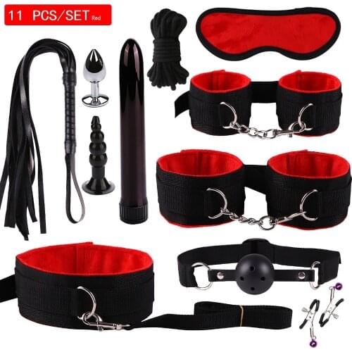 Sex Toys for Couples Exotic Accessories Nylon BDSM Sex Bondage Set Sexy Lingerie Handcuffs Whip Rope Anal Vibrator Sex Products