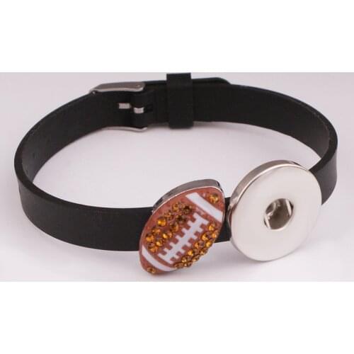 Crystal football bracelet 18mm Silicone Snap button jewelry DIY adjustable for boys girls gift AS751