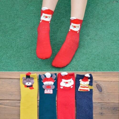 Luckly Santa Snowman Funny Female Art socks Winter Girl Funny Cotton Women Men Short Socks Christmas Gift Happy reindeer Socks