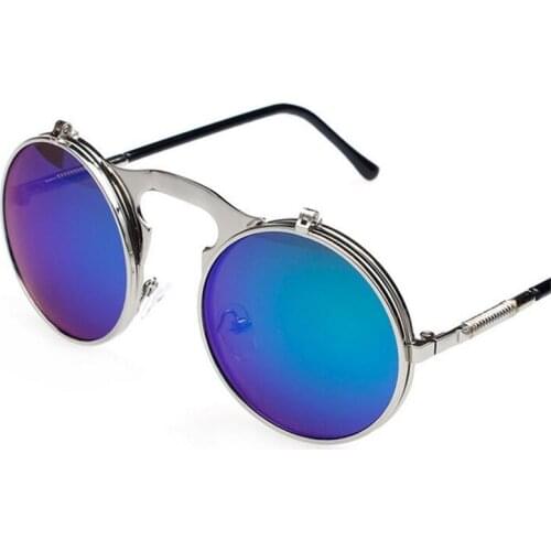 ZXTREE Vintage Round Double Flip Sunglasses Women Gothic Steampunk Mens Fashion Sunglasses de sol Female Man Retro Eyewear Z208