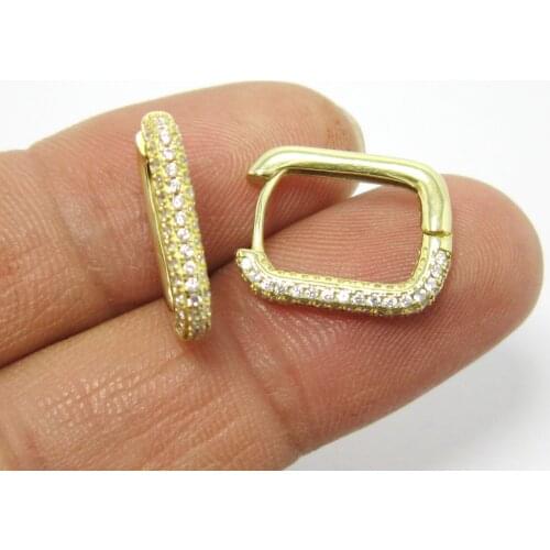Rhinestone leverback 17x13.4x2.7mm Rectangle raw brass ear hooks Statement earrings -2pcs R2005