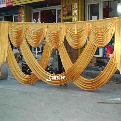 6 meter length wedding backdrop party decoration ice silk fabric drapery gold swag stage background drape curtain backdrop swags