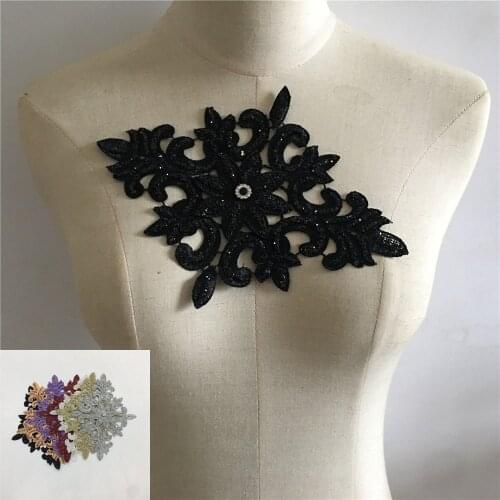 Embroidery Lace Collar DIY Sewing Sequin Lace Collar Lace Fabric Craft Material Decoration Dress Accessories Multiple Colors