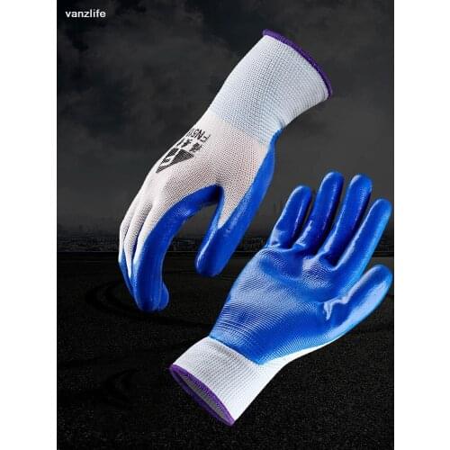 Vanzlife wear labor insurance cut nitrile butadiene rubber latex non-slip waterproof prevent thickening adhesive work gloves