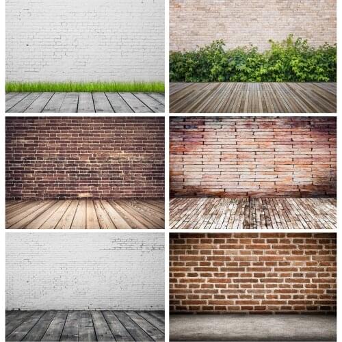 SHUOZHIKE Vinyl Custom Vintage Brick Wall Wooden Floor Photography Backdrops Photo Background Studio Prop 21712 YXZQ-08