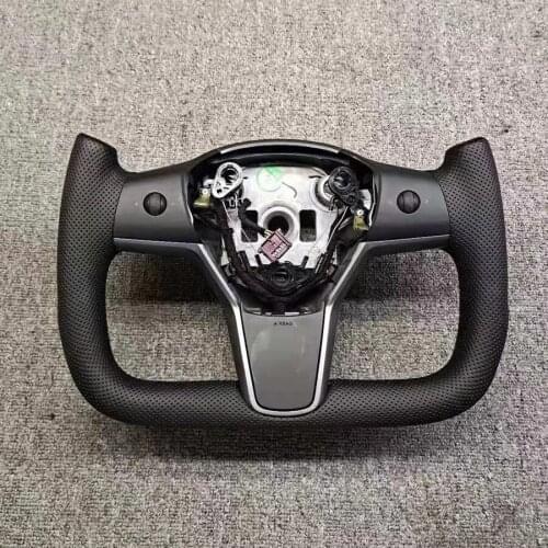 High Quality Black Perforated Leather Car Steering Wheel For Tesla Model 3 2017 2018 2019 2020 2021