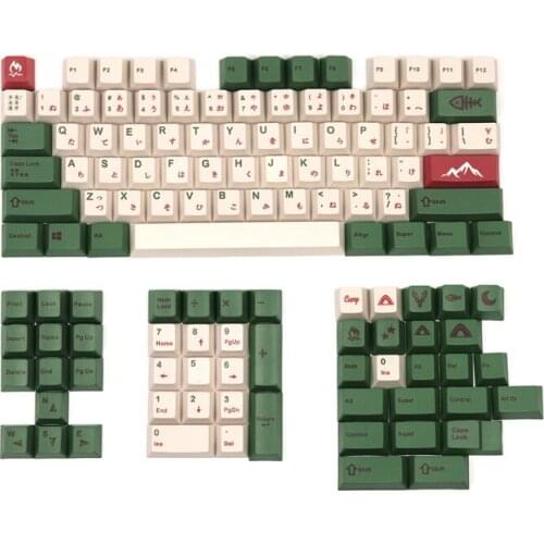 127 Keys Camping Japanese Keycaps PBT Cherry Profile Five-Sided Sublimation Keycaps for 61-108 Keys Mechanical Keyboard