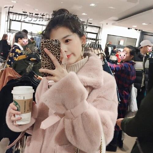2019 Small Fragrance Imitation Rabbit Fur Women Coat Parkas Sweet Pocket Female Overcoat