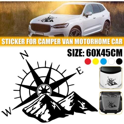 1PCS Adventurer car sticker body hood decal sticker compass and mountain suitable for SUV off-road camper RV accessories