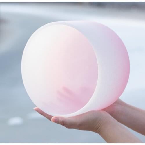 10 Inch Half Pink Quartz Crystal Singing Bowl C D E F G A B Chakra Meditation
