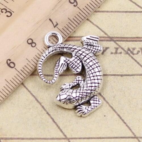 10pcs Charms Gecko Lizard 31x24mm Tibetan Bronze Silver Color Pendants Antique Jewelry Making DIY Handmade Craft
