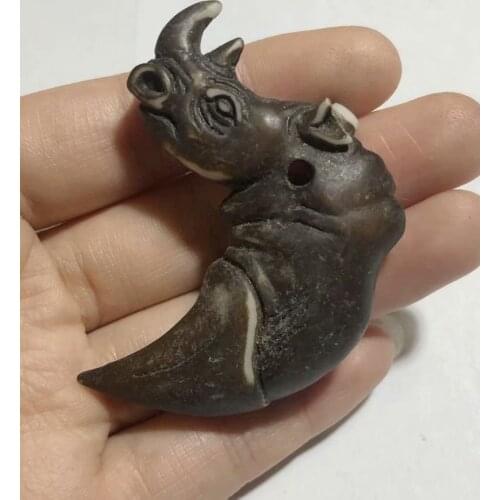 12 pcs Charming rhinoceros totem amulet Faux Yak Bone Charms Keychain