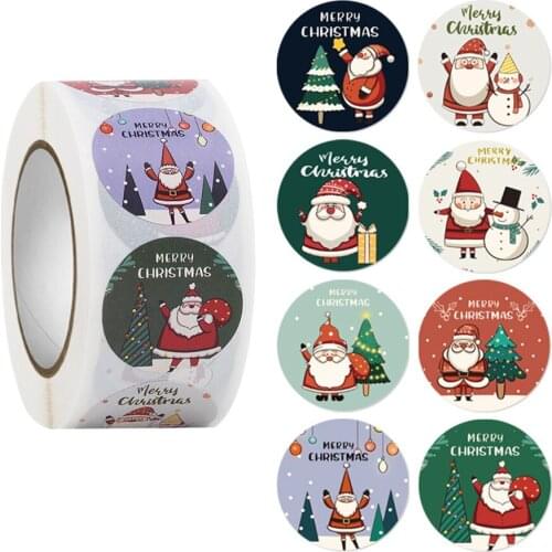 500Pcs Merry Christmas Stickers Snowman Trees Decorative Stickers Scrapbooking Sticker Wrapping Gift Box Label Christmas Tags