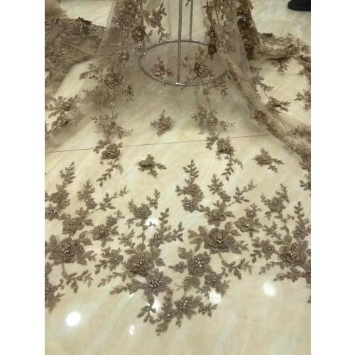 African tulle Lace Fabric With beads ZH-2686823 latest Latest Fabric High Quality Mesh cord Lace for Dress